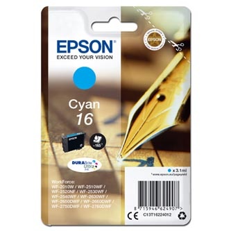 Epson originální ink C13T16224012, T162240, cyan, 3.1ml