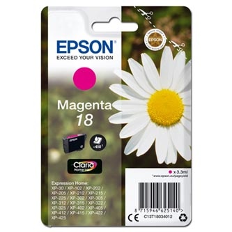 Epson originální ink C13T18034012, T180340, magenta, 3,3ml