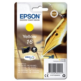 Epson originální ink C13T16244012, T162440, yellow, 3.1ml