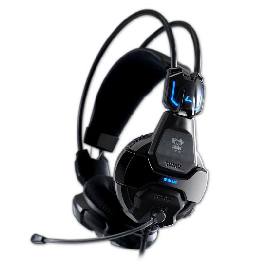 E-Blue Cobra 707, herní sluchátka s mikrofonem, černá, 2x 3.5 mm jack + USB