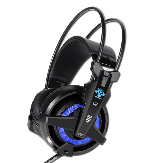 E-Blue Auroza EHS950 FPS, herní sluchátka s mikrofonem, ovládání hlasitosti, černá, 7.1 surround (virtuálně), modré podsv.,vibračn