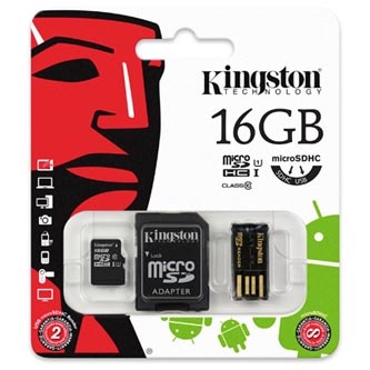 Kingston Micro SDHC Card Class 10 Gen2 - Mobility Kit, 16GB, micro SDHC, MBLY10G2/16GB, UHS-I U1 (Class 10), se čtečkou a adaptére