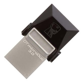 Kingston USB flash disk OTG, 3.0/Micro, 16GB, DataTraveler microDuo, černý, stříbrný, DTDUO3/16GB