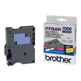 Brother originální páska do tiskárny štítků, Brother, TX-631, černý tisk/žlutý podklad, laminovaná, 8m, 12mm