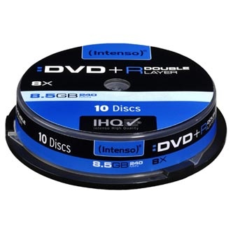 Intenso DVD+R, 4311142, 10-pack, 8.5GB, 8x, 12cm, Standard, cake box, pro archivaci dat