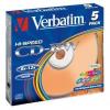 Verbatim CD-RW, 43167, SERL High-Speed Colour, 5-pack, 700MB, 12x, 80min., 12cm, bez možnosti potisku, slim box, pro archivaci dat