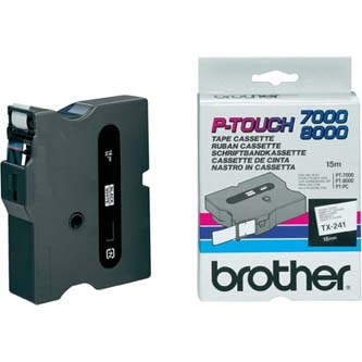 Brother originální páska do tiskárny štítků, Brother, TX-241, černý tisk/bílý podklad, laminovaná, 8m, 18mm