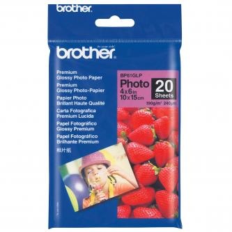 Brother Premium Glossy Photo Paper, foto papír, lesklý, bílý, 10x15cm, 4x6", 190 g/m2, 20 ks, BP61GLP, inkoustový