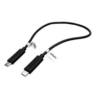 USB kabel (2.0), microUSB samec - microUSB samec, 0.3m, OTG, černý