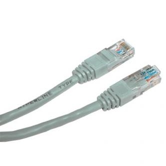 Síťový LAN kabel UTP crossover patchcord, Cat.5e, RJ45 samec - RJ45 samec, 10 m, nestíněný, křížený, šedý, k propojení 2 PC, Logo