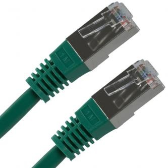 Síťový LAN kabel FTP patchcord, Cat.5e, RJ45 samec - RJ45 samec, 5 m, stíněný, zelený, čistá měď, economy