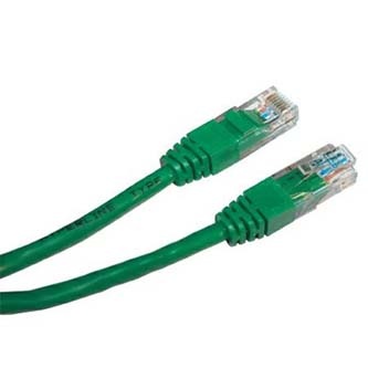 Síťový LAN kabel UTP patchcord, Cat.5e, RJ45 samec - RJ45 samec, 7.5 m, nestíněný, zelený, economy
