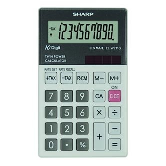 Sharp Kalkulačka EL-W211GGY, šedá, kapesní, desetimístná