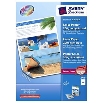 Avery Zweckform Premium Laser Paper, 2798, foto papír, vysoce lesklý, bílý, A4, 200 g/m2, 100 ks, laserový