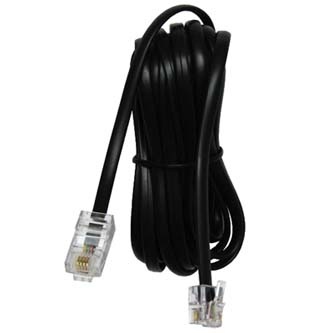 Telefonní kabel 4 žíly, RJ11 samec - RJ45 samec, 10 m, plochý, černý, pro ADSL modem, economy