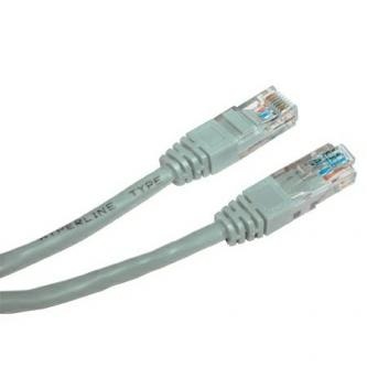 Síťový LAN kabel UTP crossover patchcord, Cat.5e, RJ45 samec - RJ45 samec, 2 m, nestíněný, křížený, šedý, k propojení 2 PC, econom