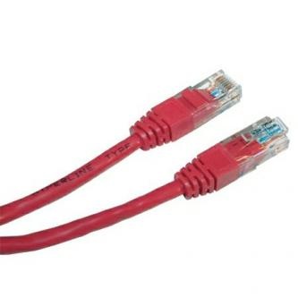 Síťový LAN kabel UTP patchcord, Cat.5e, RJ45 samec - RJ45 samec, 2 m, nestíněný, červený, economy