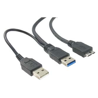Kabel USB (3.0), USB A  2X M- USB micro B M, 1.8m, černý