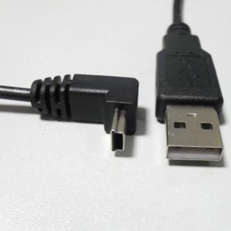 USB kabel (2.0), USB A samec - miniUSB samec, 1.8m, lomený 90°, černý