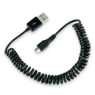 USB kabel (2.0), USB A samec - microUSB samec, 1m, kroucený, černý