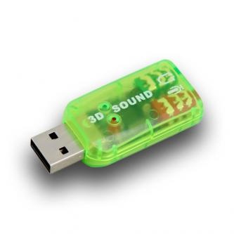 Zvuková karta USB, (2.0), USB A samec - 2x Jack (3.5mm) samice, stereo, zelená, Mikrofonní vstup + sluchátkový výstup