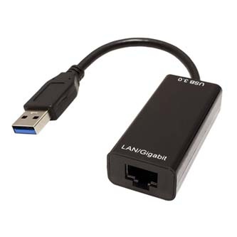 USB/LAN adaptér (3.0), USB A samec - RJ45 samice, černá, Gigabit Ethernet