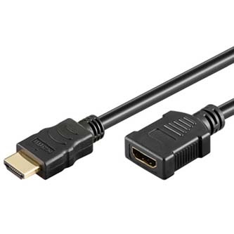 Prodlužovací video kabel HDMI samec - HDMI samice, HDMI 1.4 - High Speed with Ethernet, 2m, pozlacené konektory, černý