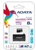 ADATA Micro SDHC karta 8GB UHS-I Class 10 + OTG čtečka USB 2.0, microUSB