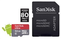 SanDisk microSDHC 32GB Ultra Android (+SD Adapter, 80 MB/s, Class10)