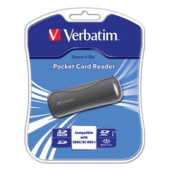 Verbatim čtečka paměťových karet USB (2.0), SD, miniSD, microSD, MMC, externí, šedá