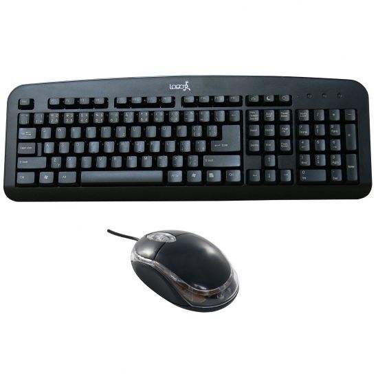 LOGO Sada klávesnice Standard, klasická, černá, drátová (USB), CZ, s optickou myší N-FACE, laserově potištěné klávesy