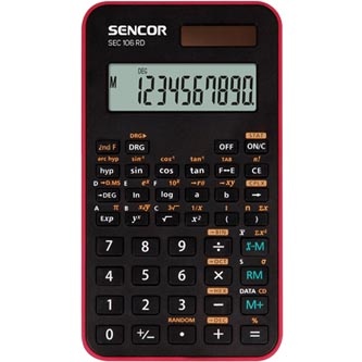 Sencor Kalkulačka SEC 106 RD, červená, školní, desetimístná, červený rámeček