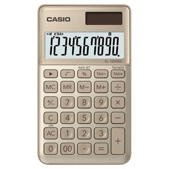Casio Kalkulačka SL 1000 SC PK, zlatá, desetimístná, duální napájení