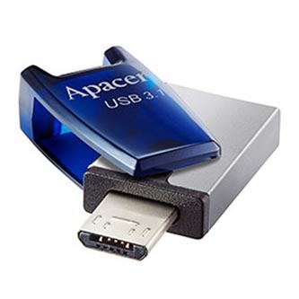 Apacer USB flash disk OTG, USB 3.0, 32GB, AH179, modrý, AP32GAH179U-1, USB A / USB Micro B, s otočnou krytkou