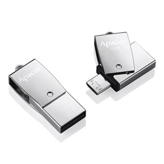 Apacer USB flash disk OTG, 3.1/2.0 Micro, 32GB, AH750, stříbrný, AP32GAH750S-1, s otočnou krytkou