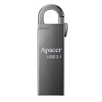 Apacer USB flash disk, 3.1, 8GB, AH15A, stříbrný, stříbrná, AP8GAH15AA-1, s karabinkou