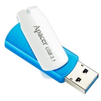 Apacer USB flash disk, USB 3.0, 16GB, AH357, modrý, AP16GAH357U-1, USB A, s otočnou krytkou