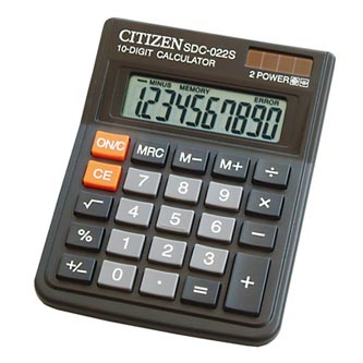 Citizen Kalkulačka SDC022SR, černá, stolní, desetimístná, duální napájení
