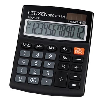 Citizen Kalkulačka SDC812BN, černá, stolní, dvanáctimístná, duální napájení