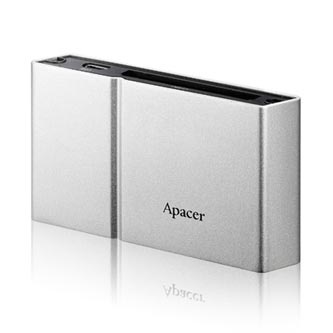 Apacer čtečka paměťových karet USB (2.0), AM404, microSD, SD,Compact Flash,Memory Stick PRO,MMCplus, externí, stříbrná