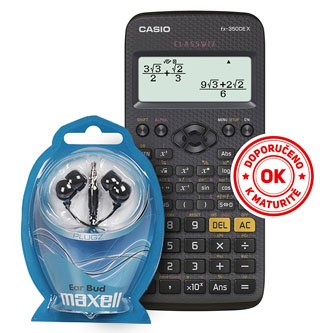 Casio Kalkulačka se sluchátky Maxell FX 350 CE X, černá, školní, dvanáctimístná