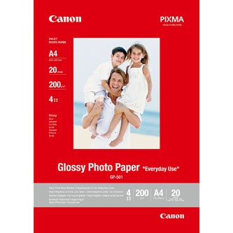 Canon Glossy Photo Paper, GP-501, foto papír, lesklý, GP-501 typ 0775B082, bílý, A4, 210 g/m2, 20 ks, inkoustový