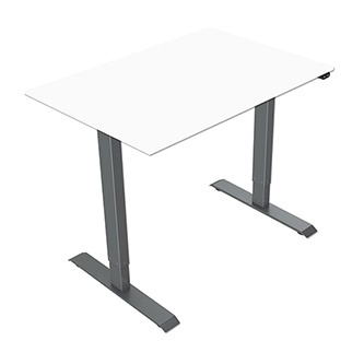 Pracovní stůl, elektricky nastavitelná výška, bílá deska, 75x120cm, rozsah 500 mm, šedý, 70 kg nosnost, ergo