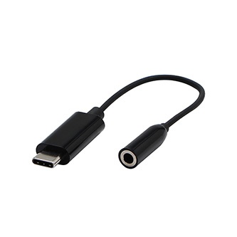 USB/Audio převodník, USB C samec - Jack (3.5mm) samice, stereo, černá