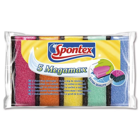Houbička na nádobí - Spontex, 5 ks - Megamax, barevné, 5 ks
