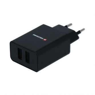 SWISSTEN Síťový adaptér 10W, 2 porty, USB-A, kabel Lightning Mfi, Smart IC