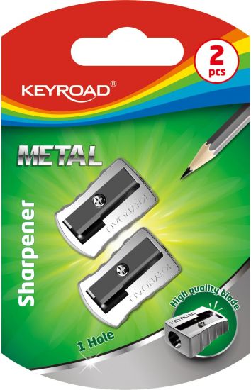 Ořezávátko KEYROAD Metal - kovové, jednoduché, blistr 2 ks