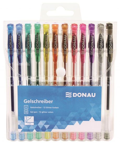 Gelový roller Donau - sada třpytivých barev, 12 ks