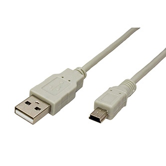 USB kabel (2.0), USB A samec - miniUSB samec, 1.8m, šedý