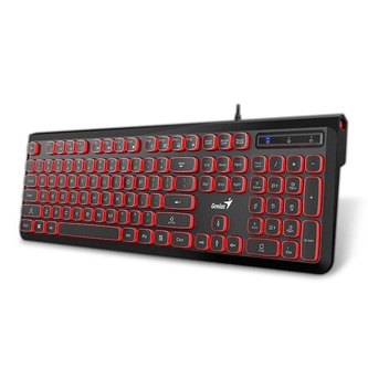 Genius Slimstar 260, klávesnice CZ/SK, klasická, tichá typ drátová (USB), černo-červená, ne